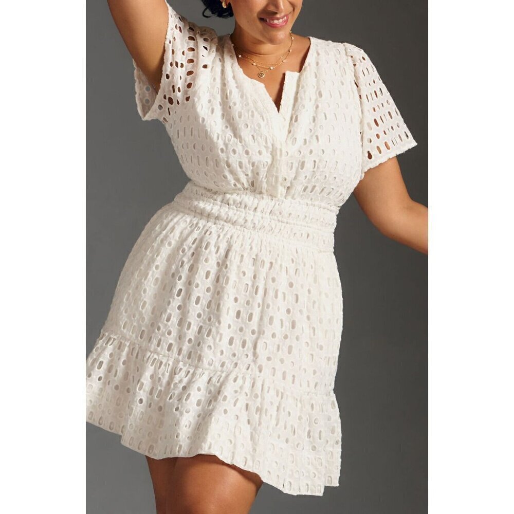 NWT Anthropologie The Somerset Mini Dress: Eyelet Edition 1X White Vacation - Picture 3 of 10
